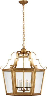 Francoise Large Lantern in Gilded Iron with Clear Glass